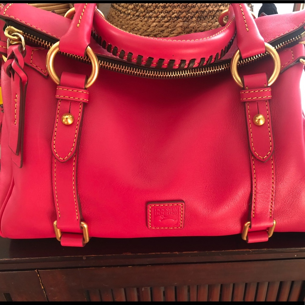 Dooney & Bourke Florentine Small Satchel w/ detachable, strap- FUSHIA - Picture 3 of 9